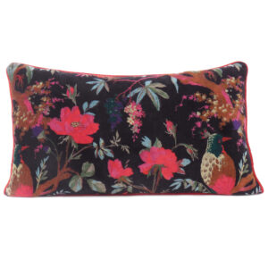 Mam Treasures Velvet Floral Bird Decorative Throw Pillow Cover, Bohemian Handmade Couch Cushion Case, Boho Chic Indian Style